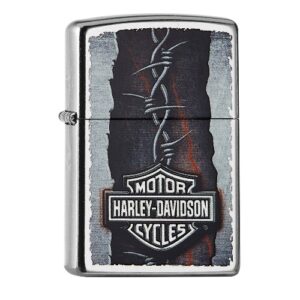 Zippo Harley Davidson barbed wire street chrome lighter