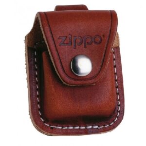 Borsa zippo in pelle marrone con patta