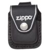 Borsa zippo in pelle nera con patta