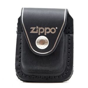 Borsa zippo in pelle nera con clip