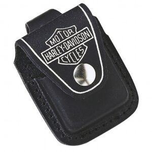 Borsa zippo in pelle Harley Davidson nera con patta