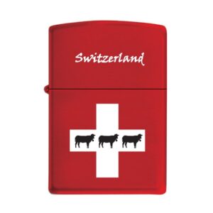 Zippo Suisse rouge mat avec Cows Lighter