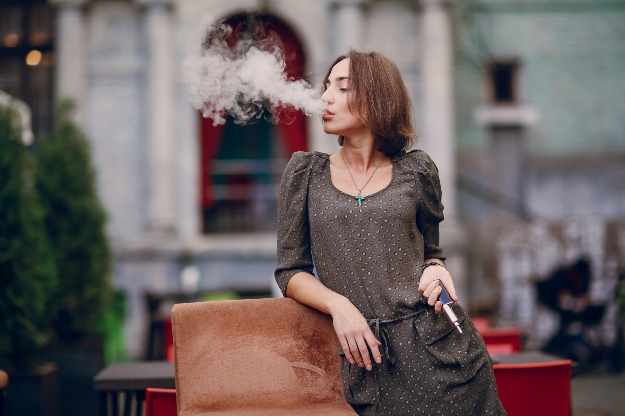 girl with E-cigarette