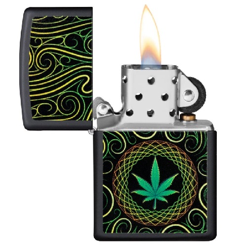 Zippo Cannabis Design Black Light Feuerzeug