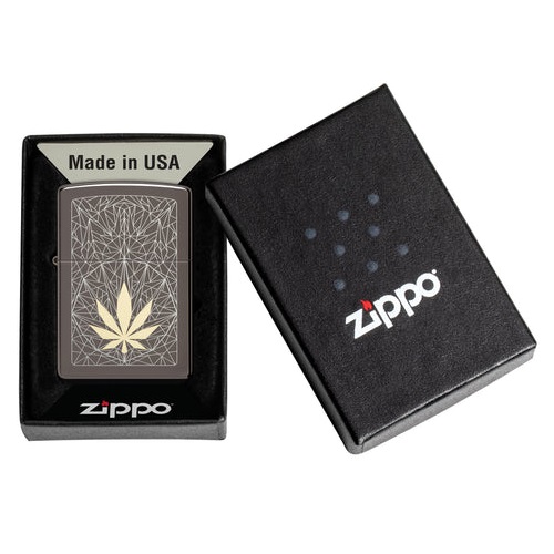 Zippo Cannabis Design Black Ice Feuerzeug