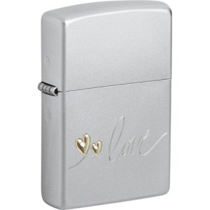 Zippo Heart Design Satin Chrome Feuerzeug